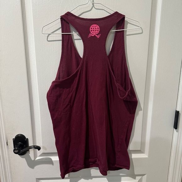 Nike Run The Earth Burgundy & Pink Slim Fit Graphic Tank Top - Picture 5 of 7